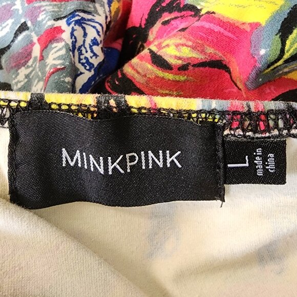 Y2K MINKPINK Women's Floral Sundress Size L Boho Summer Dress Spaghetti Straps - Picture 9 of 14